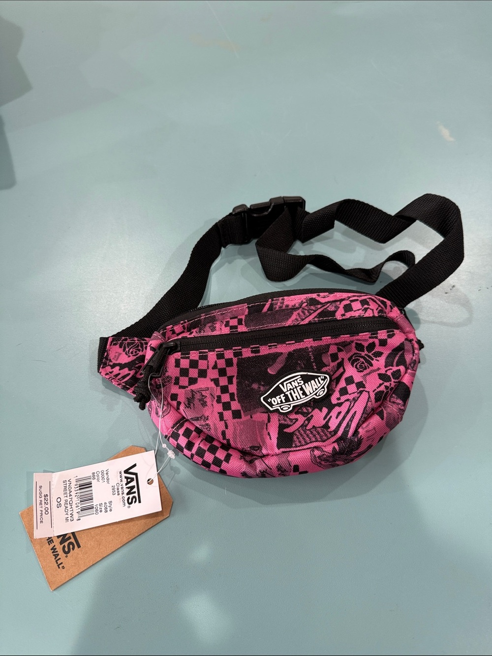 Vans Pink and Black Graphic Fanny Pack Waist Bag